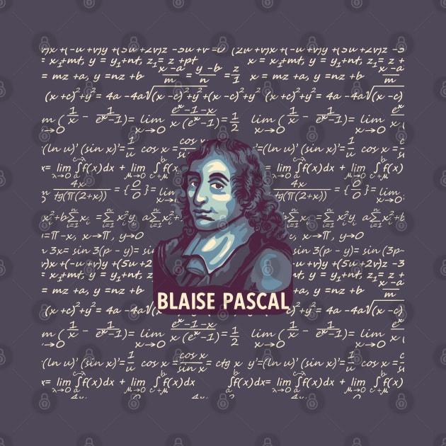 Blaise Pascal Portrait With Mathematics by Slightly Unhinged