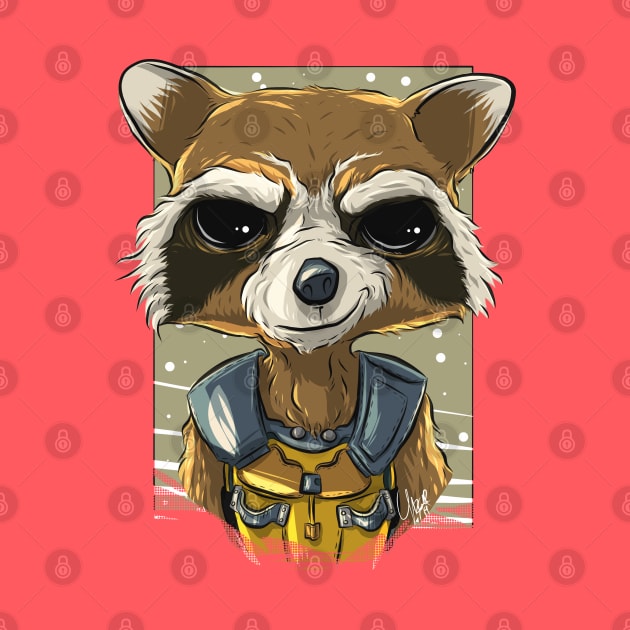 Pop Culture Caricature #14 - Rocket Raccoon by yazgar