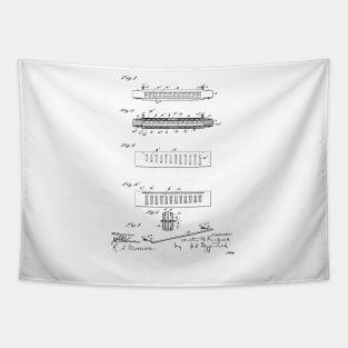 Harmonica Vintage Patent Hand Drawing Tapestry