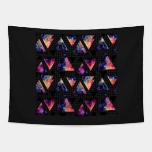 Watercolor Galaxy in Triangles on Polka Dot Background Tapestry