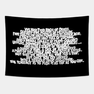 Mind-Bending Journey: Fear and Loathing Quote & Drug List Design Tapestry