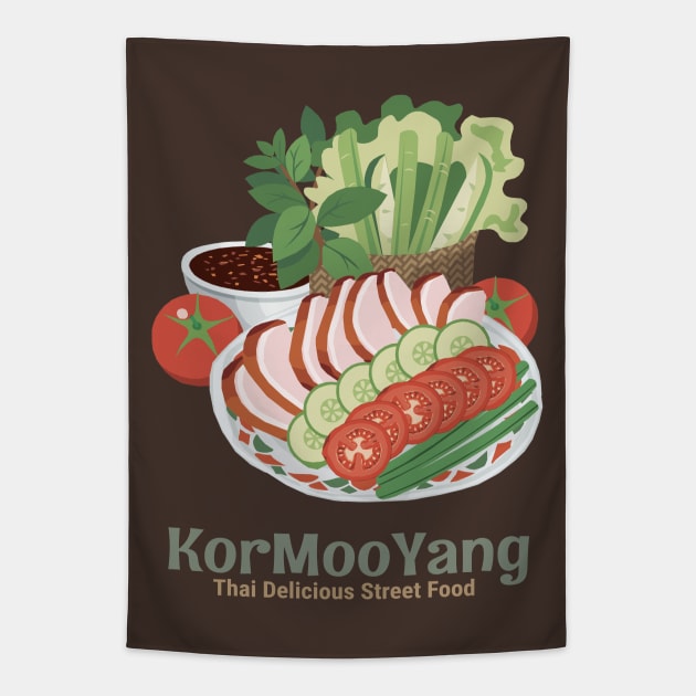 Street Food Thai Pork Steak with Native Sauce Tapestry by KewaleeTee