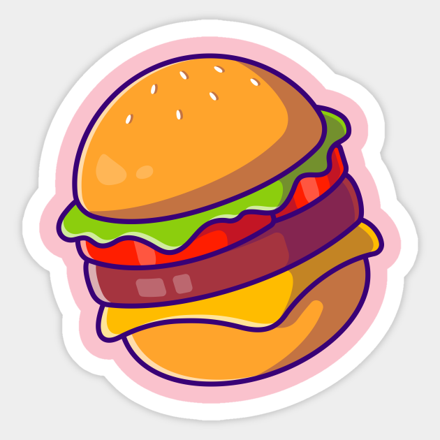 Cheese Burger Cartoon - Cheese Burger Cartoon - Sticker | TeePublic