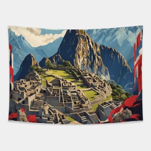 Peru Machu Picchu Tourism Vintage Poster Tapestry