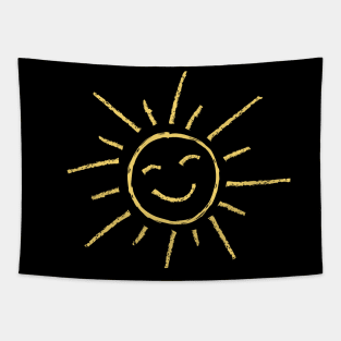 Smiling Sun Chalkboard Drawing Tapestry