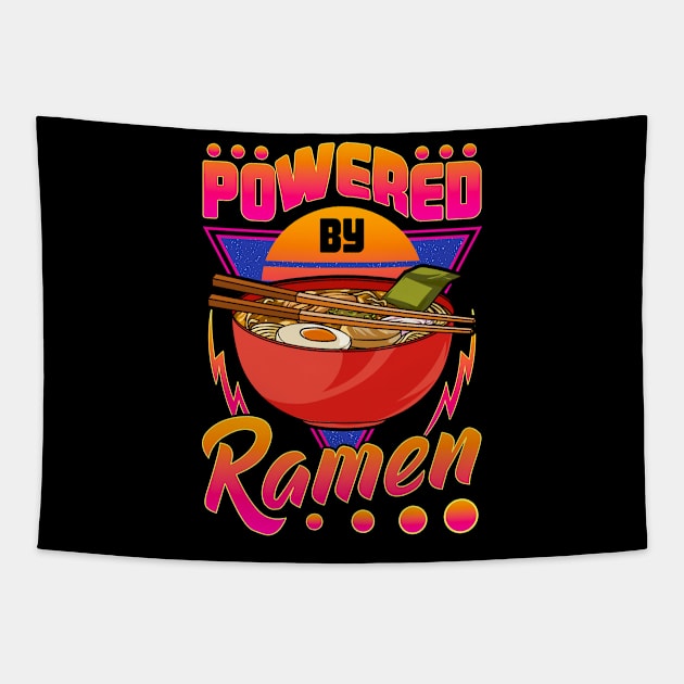 Funny Powered By Ramen Cute Anime Kawaii Gamer Tapestry by theperfectpresents