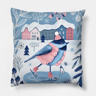 Winter Chickadee bird Pillow