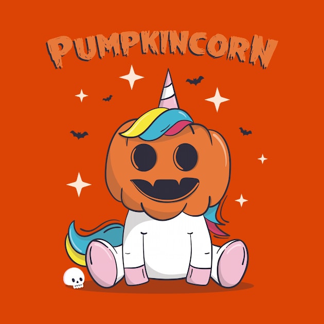 Pumpkincorn funny cute unicorn wearing pumpkin halloween by secondskin