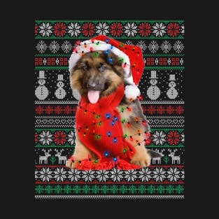 German Shepherd Ugly Christmas Funny Holiday T-Shirt