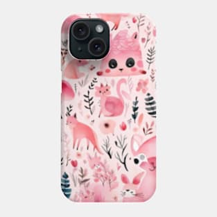 Cute pink animals gift ideas Phone Case