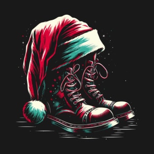 Santa Claus Hat And Boots - Vintage Christmas - Xmas Lover T-Shirt