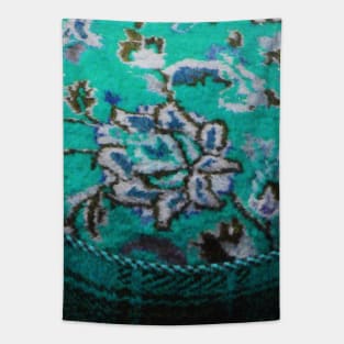 aqua flower pattern, floral designs, minimal art, abstract art, floral pattern, antique rug photo , For custom orders please DM me. Tapestry