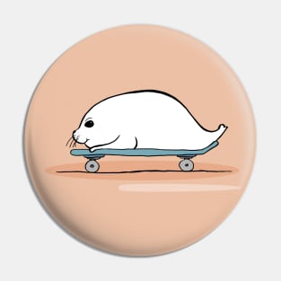 Seal on a Skateboard Pin