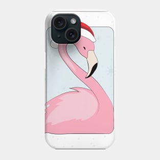 Pink Flamingo in Santa Hat Phone Case