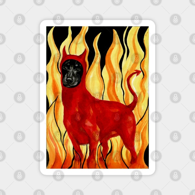 Devil Dog Magnet by Tasmin Bassett Art