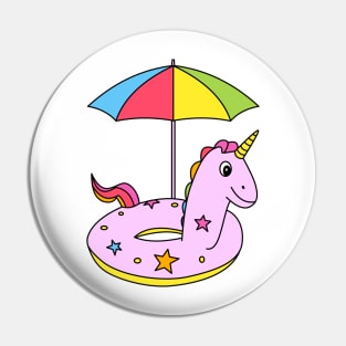 Funny Pink Cartoon Unicorn with umbrella Pin