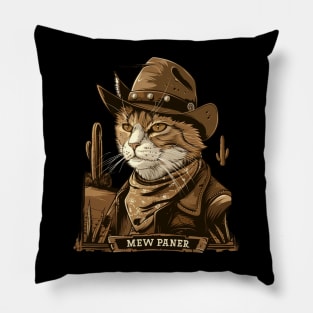 Cat Cowboy Paws & Spurs Pillow