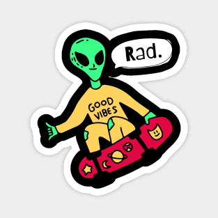Alien On Skateboard Magnet
