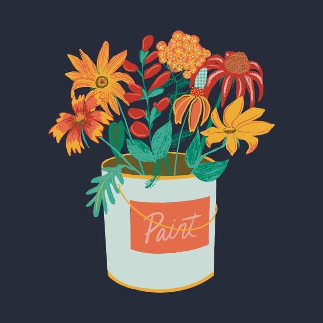 Cheery Flowers in Paint Can by KatieMorrisArt