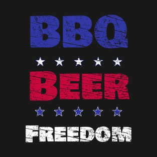 BBQ Beer Freedom Cool Patriotic Design Vintage American National Flag Colors Souvenir T-Shirt