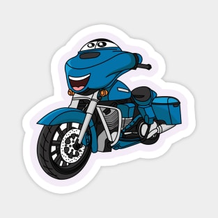 Cute happy blue motorcycle cartoon Magnet