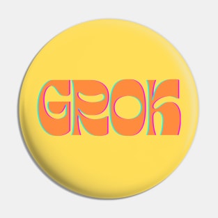 Grok - Groovy Orange on Yellow Pin