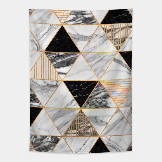 Marble Triangles 2 - Black and White Tapestry by ZoltanRatko