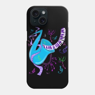 Jazz music shirt with saxophone, piano keys, musical notes. Phone Case