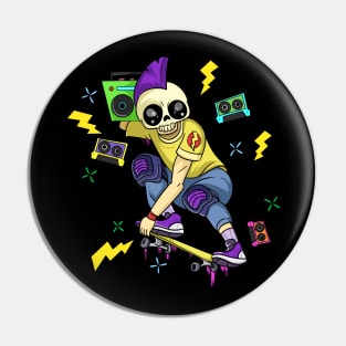 Death Punk Skeleton Skateboard Pin