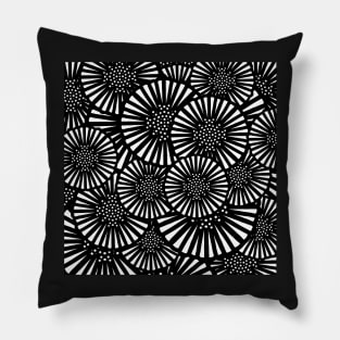 Monochrome Sunflower Slivers - Digitally Illustrated Abstract Flower Pattern for Home Decor, Clothing Fabric, Curtains, Bedding, Pillows, Upholstery, Phone Cases and Stationary Pillow