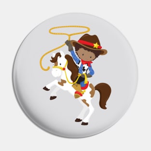 African American Boy, Cowboy, Sheriff, Lasso Pin