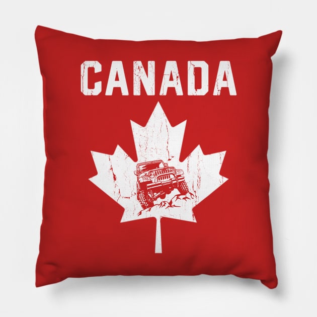 Canada Flag Jeep Canadian America Flag Vintage Jeep Canadian Pride Men/Women/Kid Jeep Pillow by David Darry