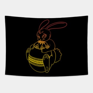 Easter bunny sunset neon Tapestry