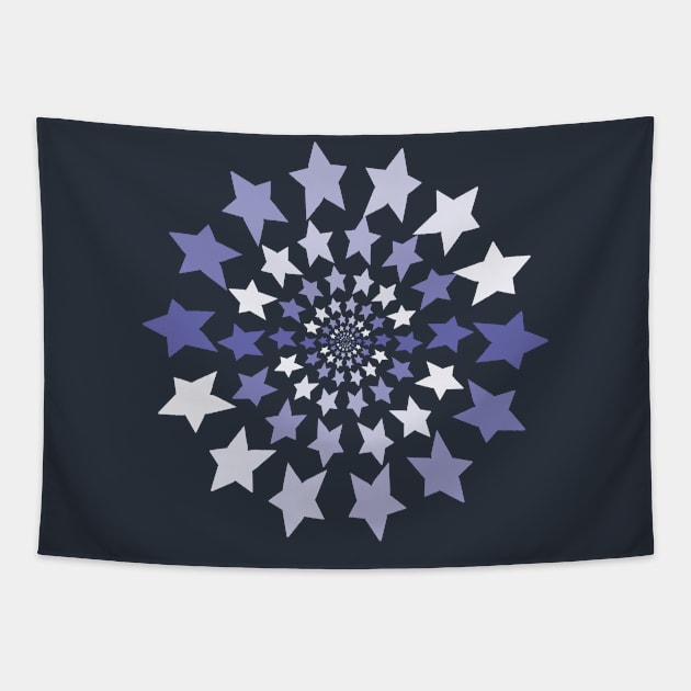 Ever Decreasing Circles Very Peri Star Graphic Tapestry by ellenhenryart