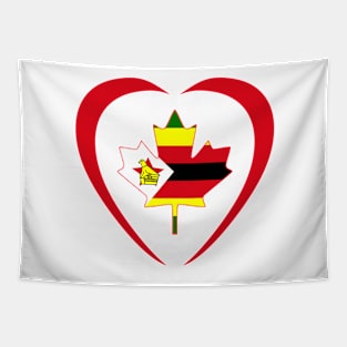 Zimbabwean Canadian Multinational Patriot Flag Series (Heart) Tapestry