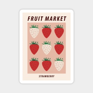 Fruit market print, Strawberry print, Posters aesthetic, Fruit art, Food art, Exhibition poster, Cottagecore Magnet