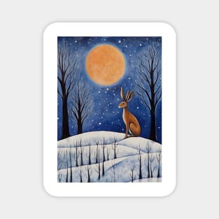 Moonlit Reverie: The Hare's Serenity Magnet