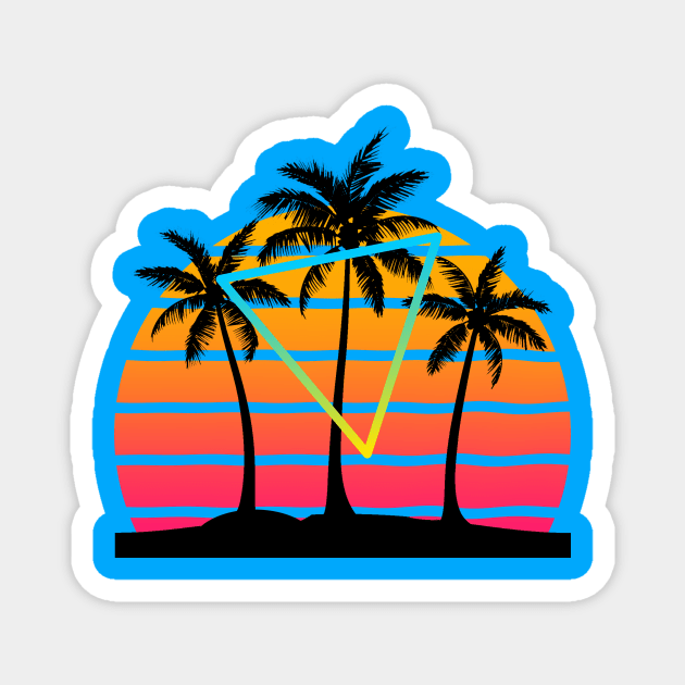 Sunset 80s Palm Tree Art Magnet by AlondraHanley