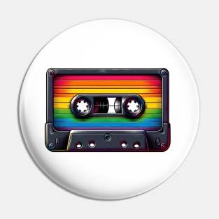 Rainbow Retro Mixtape, Vintage Cassette Tape Pin