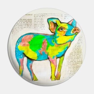 Whimsical rainbow pig Pin