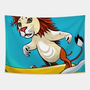 Roaring Waves Lion Surf Tapestry