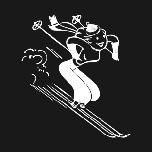 Vintage woman skiing cartoon T-Shirt