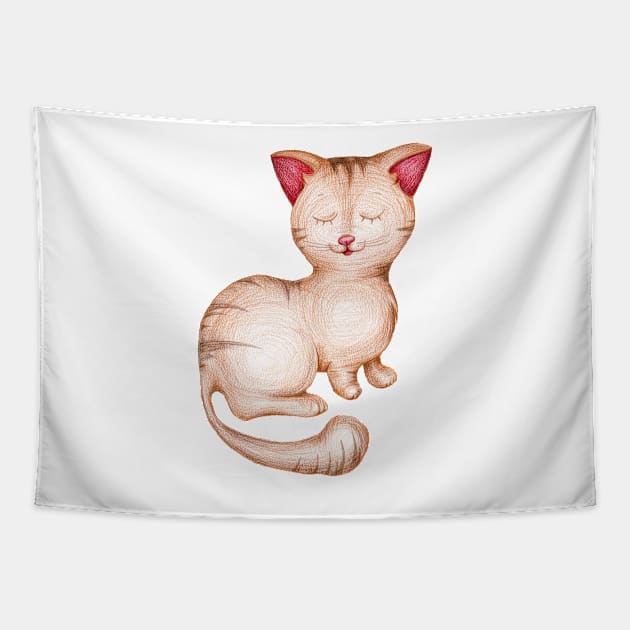 Sleeping cat. color pencil Tapestry by lisenok