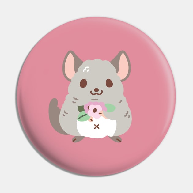 Chinchilla and Flowers Pin by Noristudio