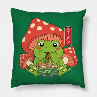 Frog Eating Ramen Noodles Mushroom Pillow