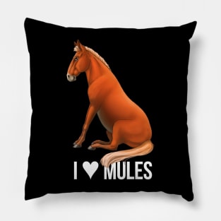 Mule - I Heart Mules White Pillow