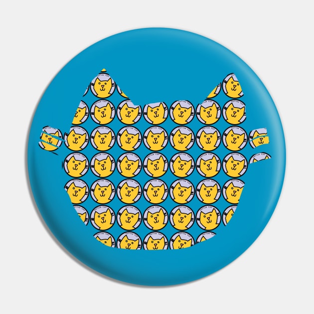 Yellow Cat Portrait Pattern Graphic Pin by ellenhenryart