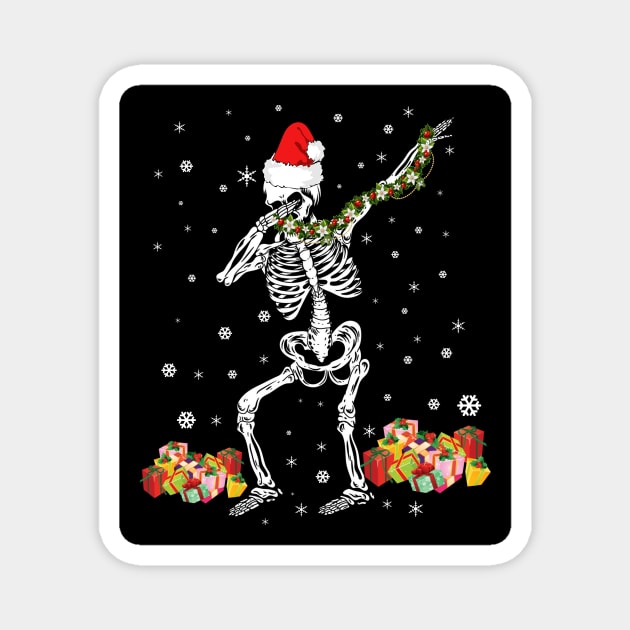 Dabbing Skeleton Santa Kids Adult Gift Funny Christmas Magnet by Sinclairmccallsavd