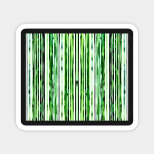 Green And White Vertical Striped - Apple Green Aesthetic Lines Magnet