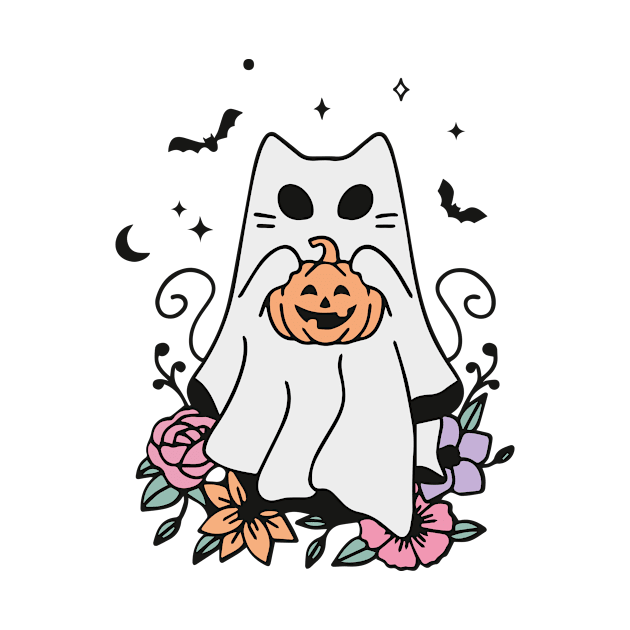 Halloween Ghost Cat Cute Cat by Rosiengo